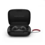 Sennheiser Momentum Sport earbuds in open charging case