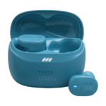 JBL Tune Buds 2 charging case with open lid and earbuds present