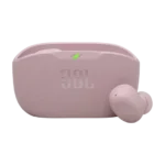 JBL Wave Buds 2 with charging box and one earbud posing sideby it