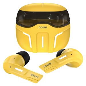Noise Buds Trooper Earbuds in Yellow colour variant posing
